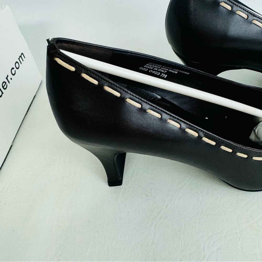 Eddie Bauer Pumps Heels‎ Dark Brown Leather Squared Toe Slip On Shoes Size 7M - Picture 7 of 12